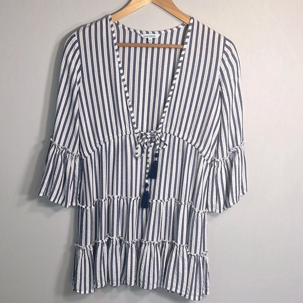 Blue Island Bell Sleeve Bathing Suit Cover Up size XS